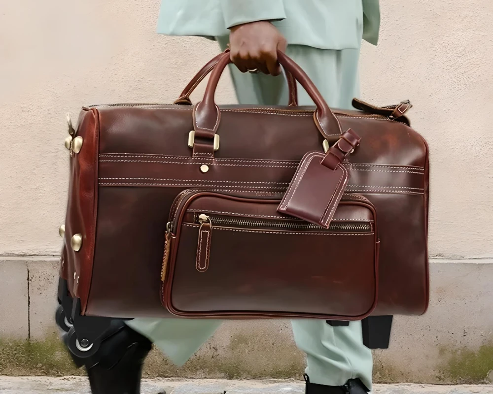 leather carry on bag