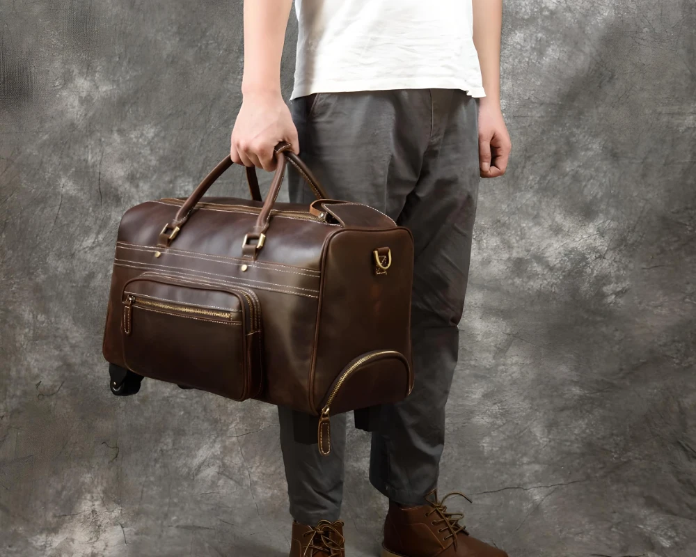 leather carry on bag