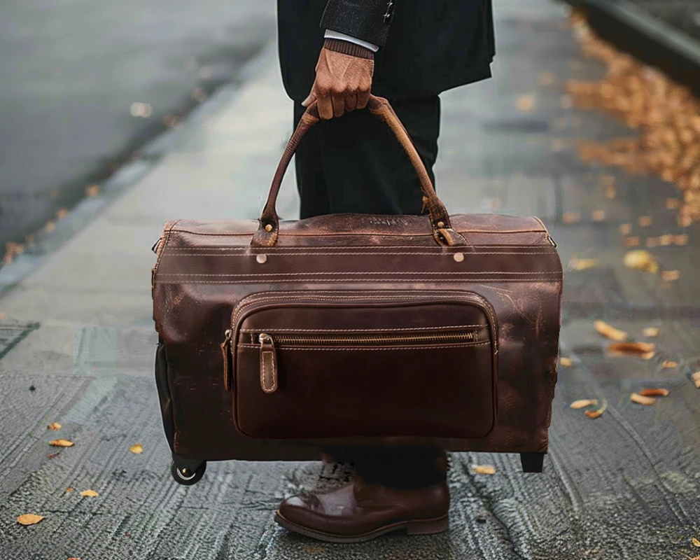 leather travel carry on bag